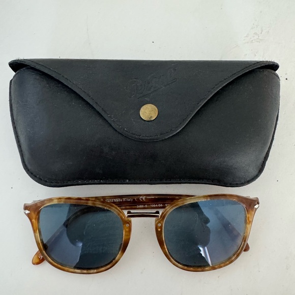 Persol tortoise Sunglasses blue lens with case - Picture 1 of 9